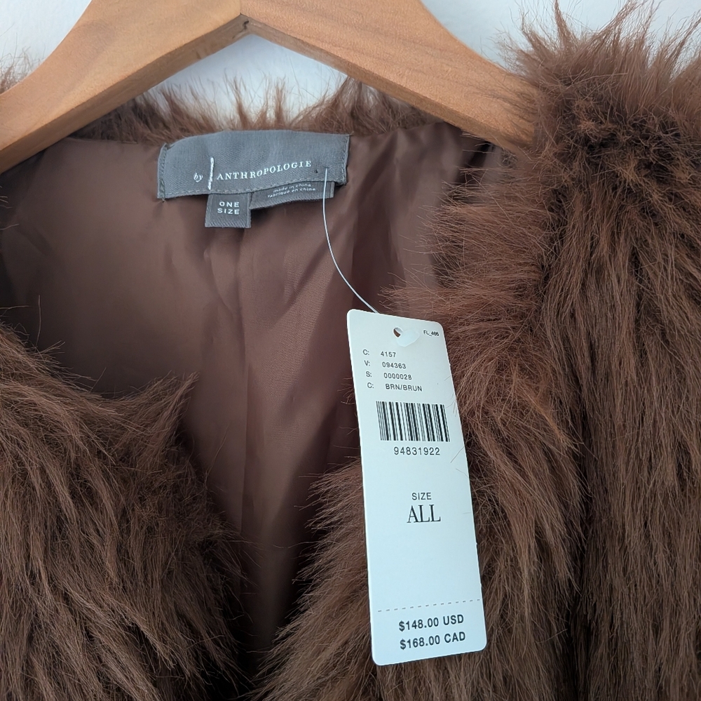 Anthropologie Faux Fur Brown Vest - Picture 3 of 10
